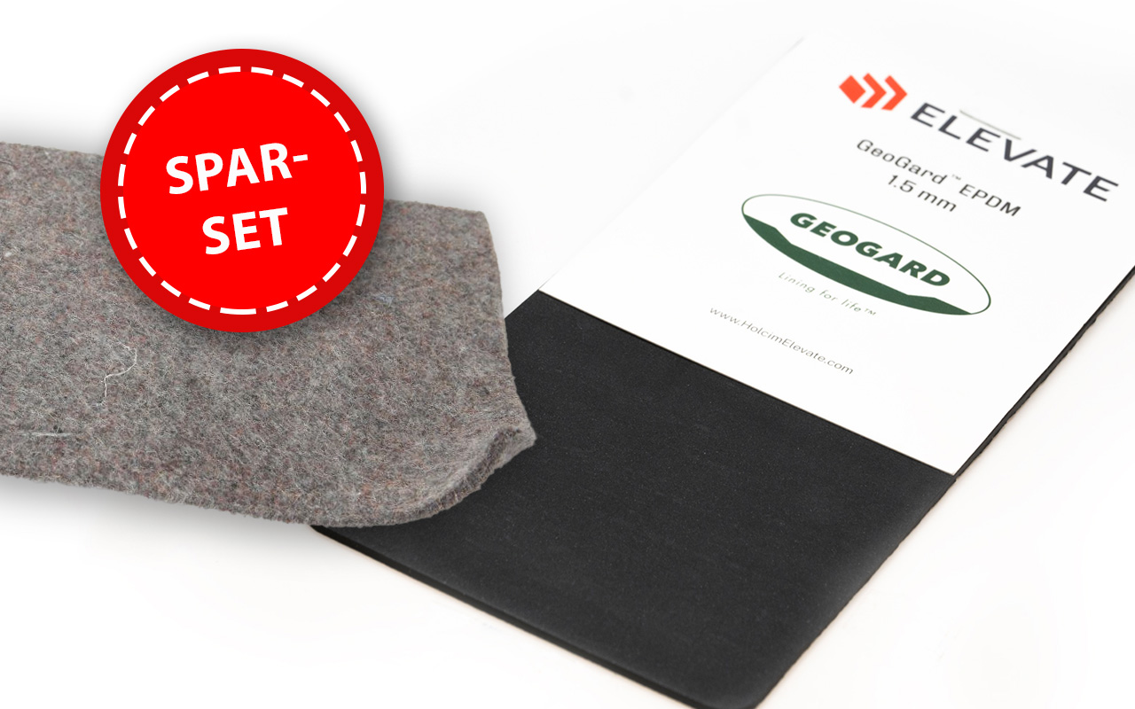 Sparset: Teichfolie EPDM 1,52 mm Holcim Elevate schwarz Rollenabschnitt mit Schutzvlies 1000 g/m²