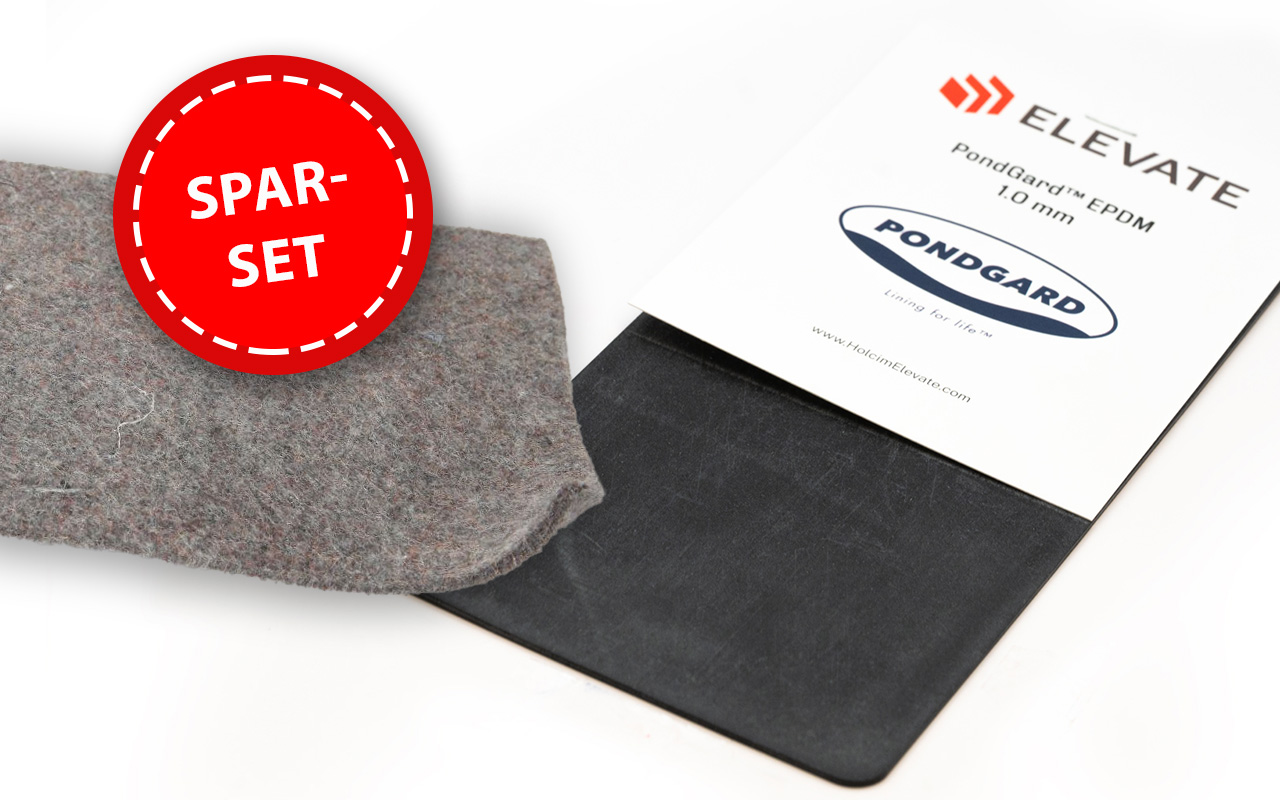 Sparset: Teichfolie EPDM 1,02 mm Holcim Elevate schwarz Rollenabschnitt mit Schutzvlies 1000 g/m² 