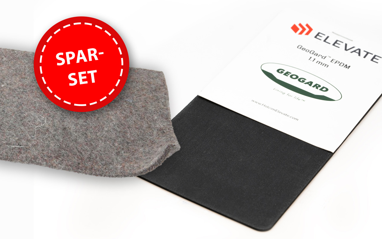 Sparset: Teichfolie EPDM 1,14 mm Holcim Elevate schwarz Rollenabschnitt mit Schutzvlies 300 g/m²